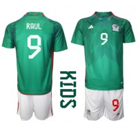 Mexiko Raul Jimenez #9 Fußballbekleidung Heimtrikot Kinder WM 2022 Kurzarm (+ kurze hosen)